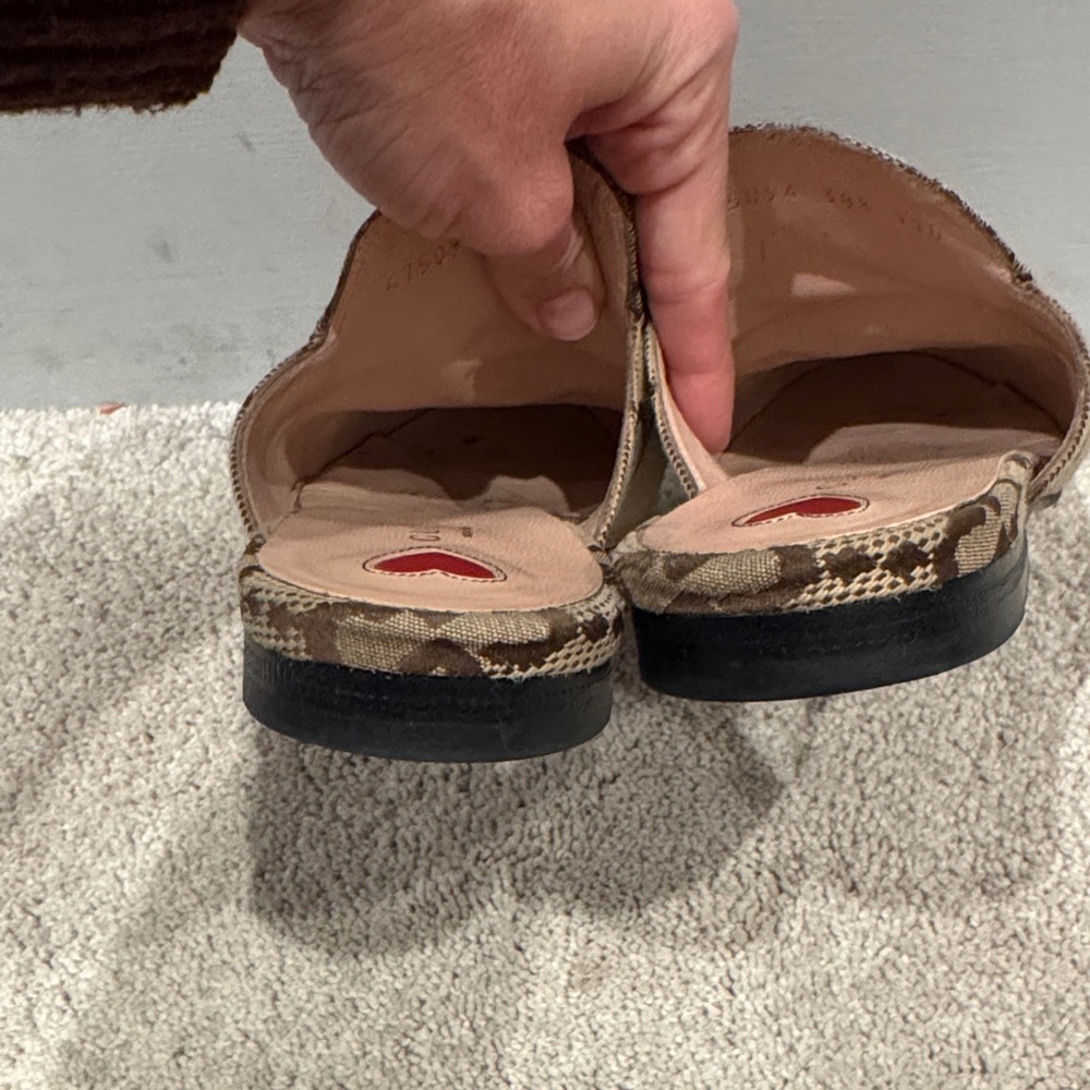 Authentic Gucci Brown GG Canvas Mules with Gold Hardware - Picture 8 of 9